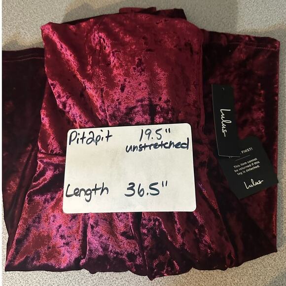 Lulus NWT Large Red Velvet Mini Dress Open Back Lined Stretch Garnet WhimsyGoth - Picture 8 of 9